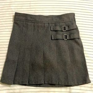 French Toast grey pleated adjustable waist skirt 6x